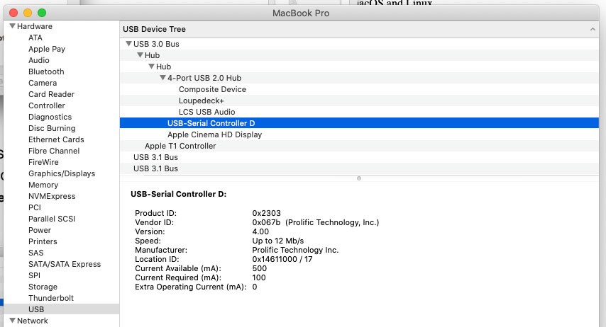 The CGEM listed in the System Profile USB Chain